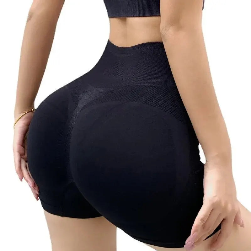Pantalones cortos de yoga con diseño de miel, deportivos, de cintura alta, elásticos, ajustados, antideslumbrantes, de secado rápido, para fitness.