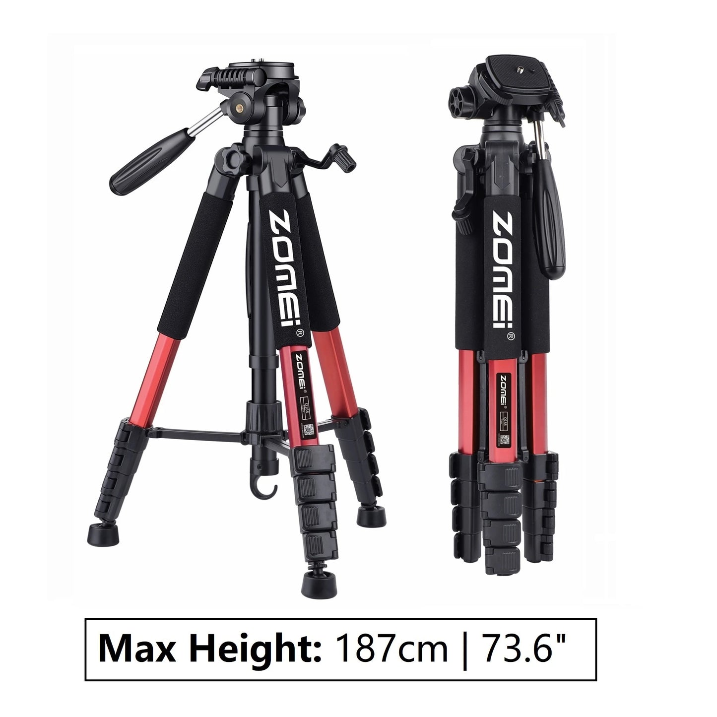 Trípode profesional compacto de aluminio de 188 cm/73,6 pulgadas de alto para cámara digital, Canon, DSLR, teléfono inteligente, trípode fotográfico