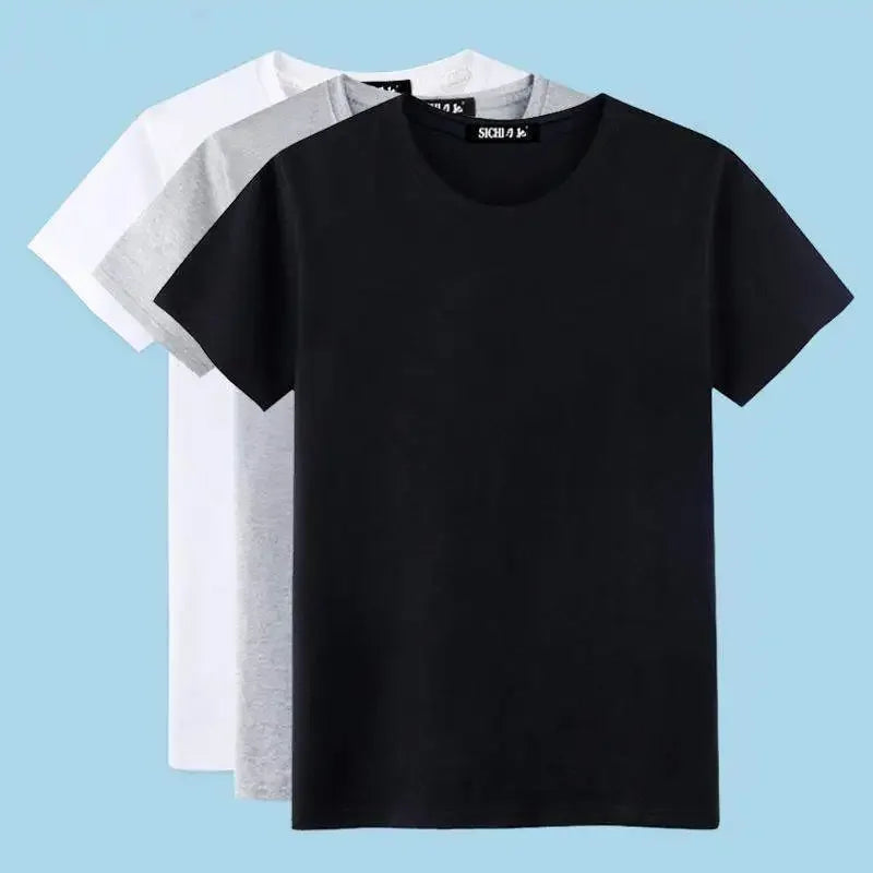 Camiseta deportiva de manga corta blanca pura para hombre, camiseta ajustada de media manga, color base negro, ropa informal de verano.