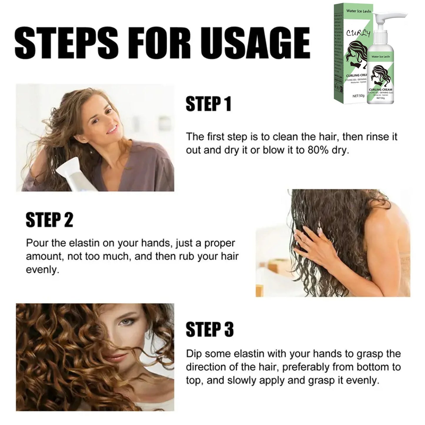 Crema para peinar cabello rizado, fórmula hidratante y suavizante, mejora la elasticidad y el brillo del cabello rizado, fácil de fijar.