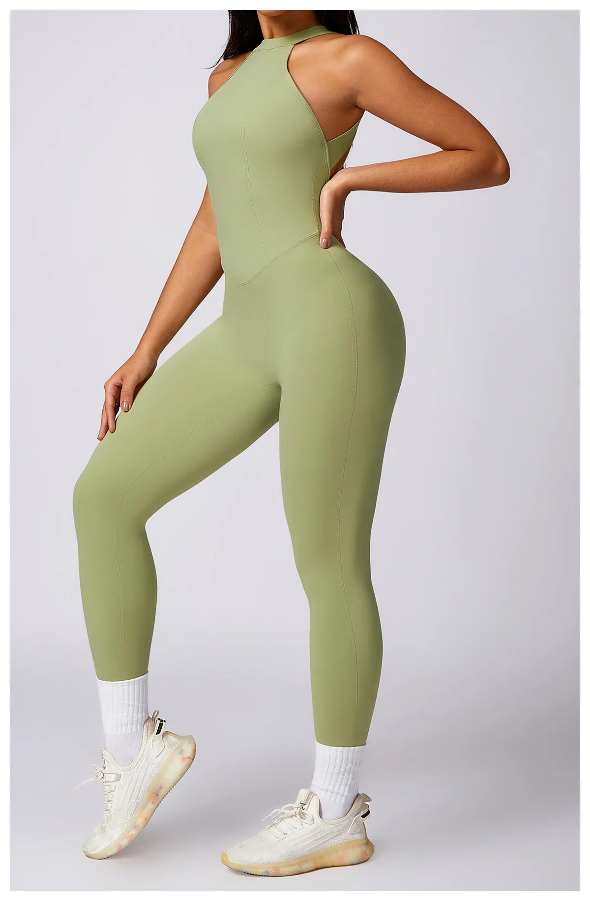 Conjunto de mono sin espalda para entrenamiento, mono de fitness, ropa deportiva siamesa para mujer, chándal, ropa de gimnasio, mono de una pieza, conjunto de yoga