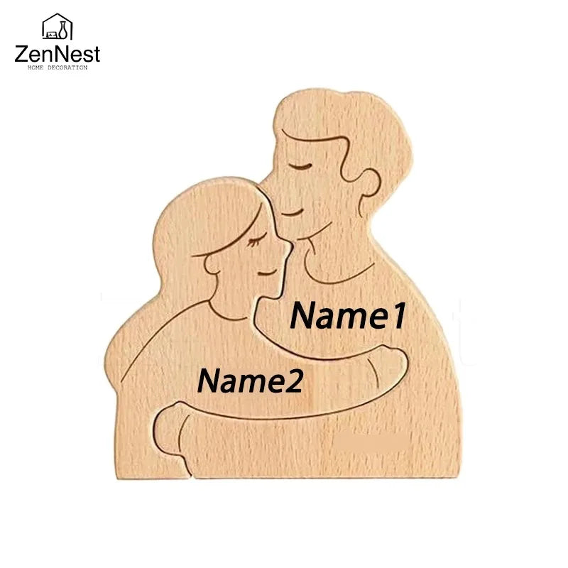 Decoraciones de madera con nombre personalizado, rompecabezas personalizados, decoraciones cálidas para el hogar, regalos cálidos para el Día de la Madre y el Día del Padre.