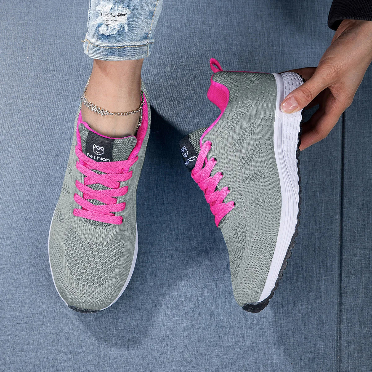 Zapatillas deportivas informales para mujer, de malla, transpirables, con plataforma, para baloncesto