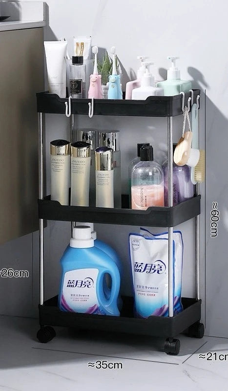 Carrito de almacenamiento para baño con ruedas de 3/4 capas, organizador multiusos para baño, cocina, oficina, etc.