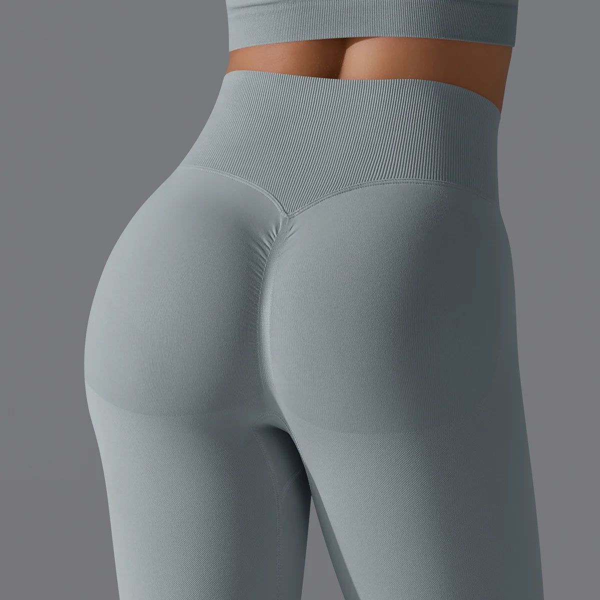 Leggings deportivos de yoga para mujer, sin costuras, cintura alta, elásticos, color sólido, para gimnasio, correr, secado rápido, realce y efecto moldeador.