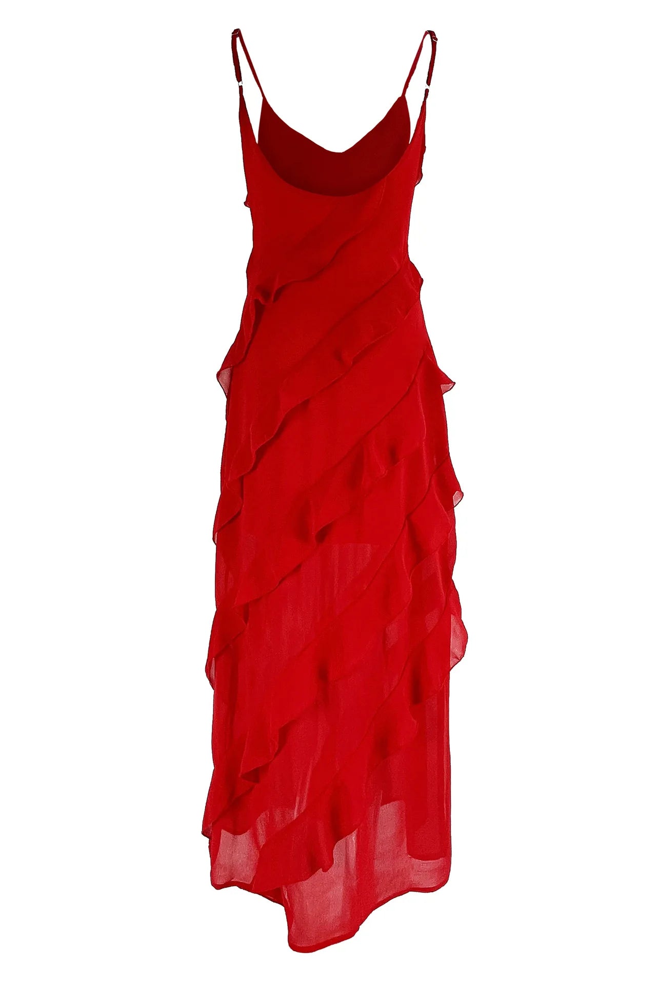 Vestido largo de gasa con volantes para mujer, estilo maxi, con espalda descubierta y abertura, ideal para fiestas de graduación, bodas y eventos de verano. Vestido largo y elegante.