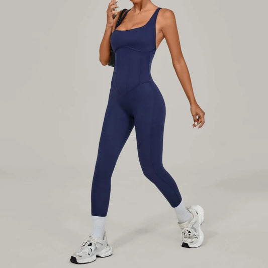 Nuevo mono de yoga para mujer, sexy, con espalda en V, cintura alta, realce de glúteos, tirantes ajustables, conjunto de yoga de secado rápido y transpirable, mono deportivo.