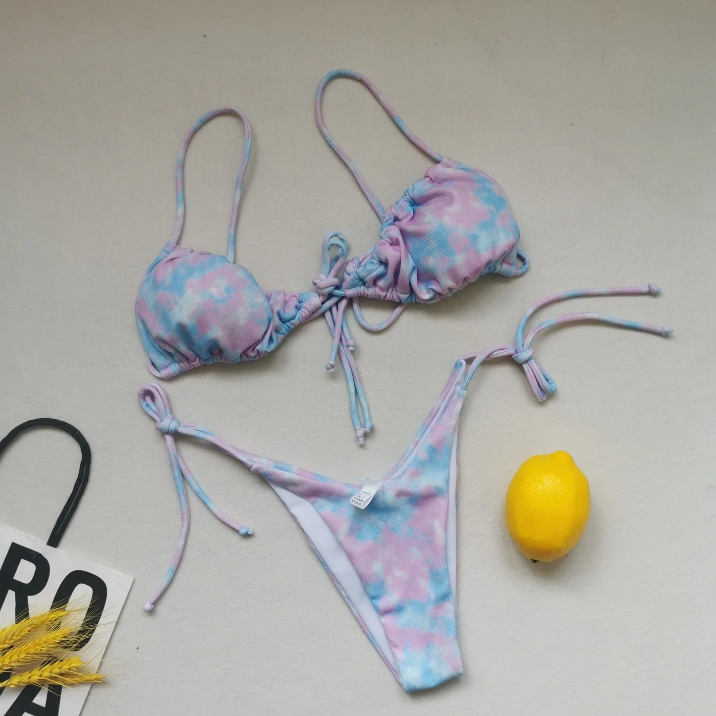 Bikini sexy de 21 colores para mujer, traje de baño liso con estampado floral de leopardo, conjunto de bikini de playa con tirantes y vendaje