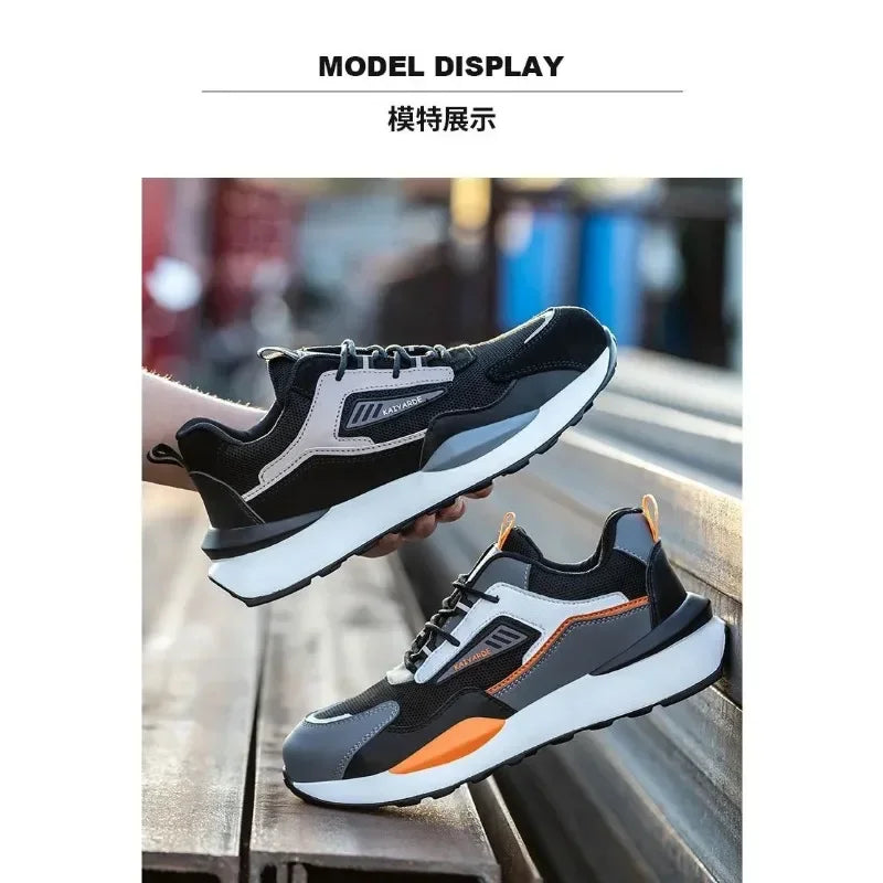 Zapatos de trabajo para hombre nuevos, con punta de acero, antigolpes y antipuñalamientos, transpirables y antideslizantes.