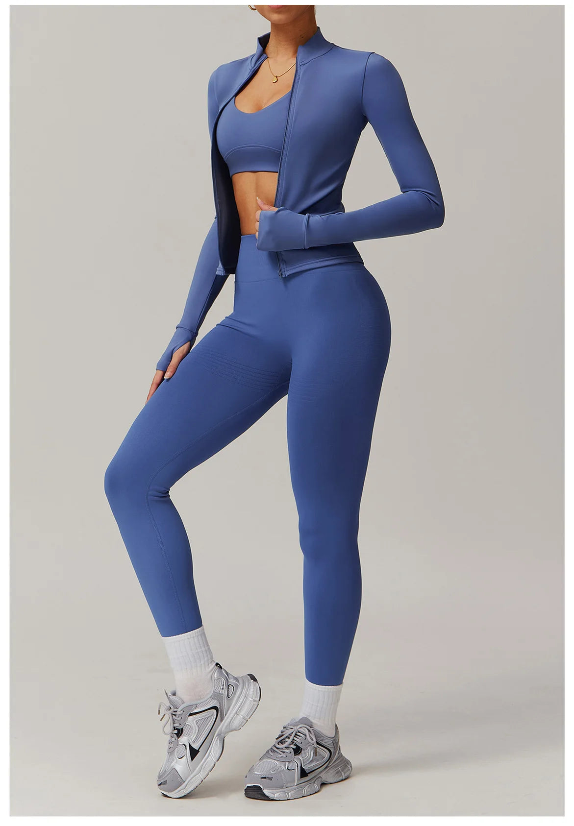 Conjunto deportivo de 2 piezas para mujer, chándal para correr, entrenamiento, con cremallera, pantalones cortos de manga larga, ropa de yoga, ropa deportiva