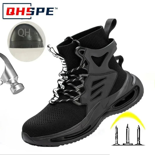 Tall Men's Anti Smashing and Anti Piercing Steel Toe Protective Safety Shoes Lightweight and Breathable Wear Resistant Durable