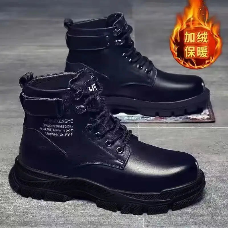 Botas de hombre de piel suave con forro interior, informales, para otoño e invierno, de alta calidad, versátiles, cómodas y que combinan con todo.