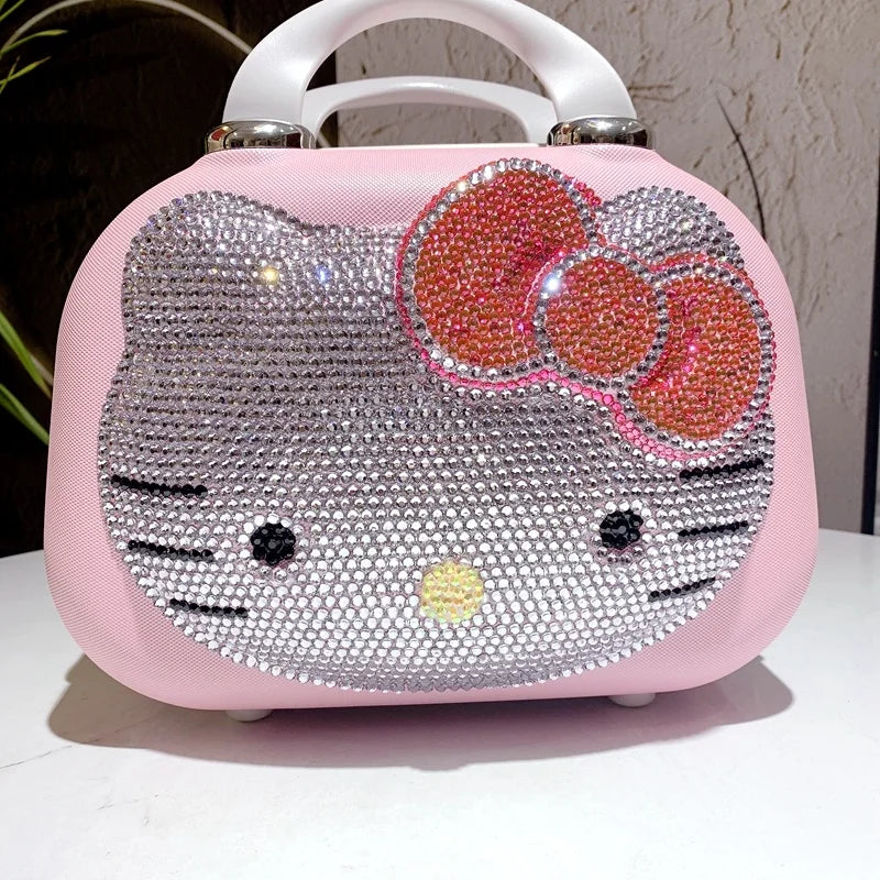Maleta original de Hello Kitty con dibujos animados, estuche de viaje para cosméticos, gran capacidad, multifuncional, sencilla, con cerradura, bonitos regalos hechos a mano.