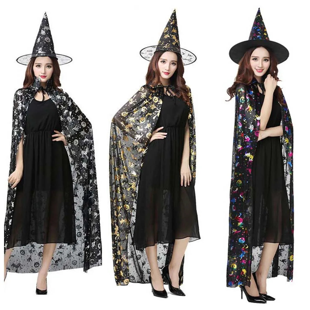 Masquerade Show Performance Costumes Halloween Cloak Sets Pumpkin Ghost Scary Costumes Bat Hat Cosplay Wizard Robe Adult