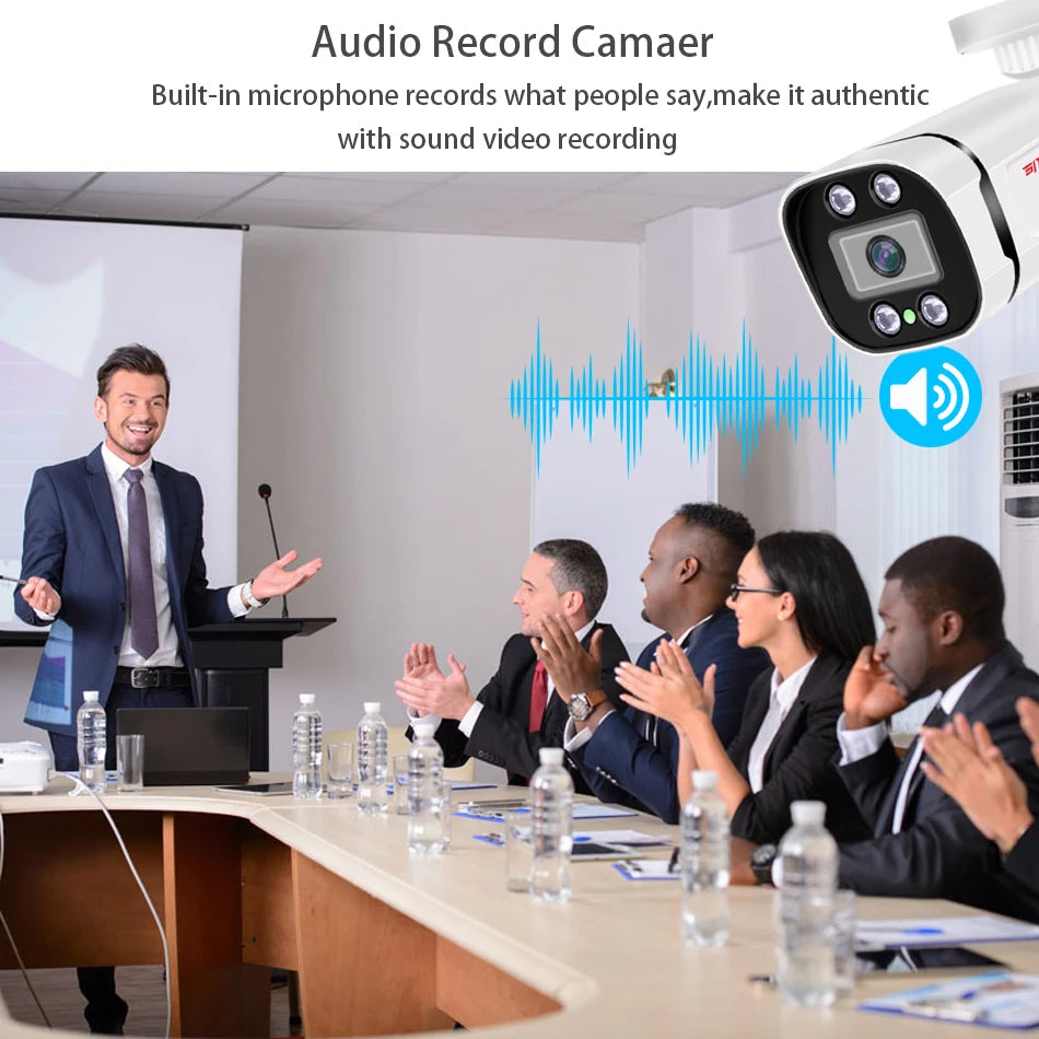 Cámara de videovigilancia 4K PoE IP con audio Onvif, 48 V PoE/CC 12 V, 4 MP/5 MP/8 MP, visión nocturna, tipo bala, resistente al agua, para NVR.