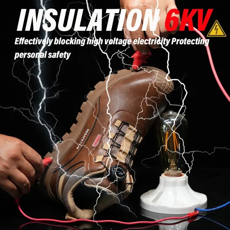 Zapatos de seguridad de 6 kV para hombre, modernos, con aislamiento, impermeables, antideslizantes, cómodos y transpirables.