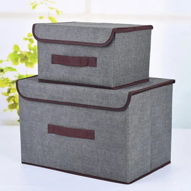 Caja de almacenamiento plegable de tela no tejida gris para artículos del hogar, ropa interior, calcetines y juguetes para niños, organizador de cosméticos.