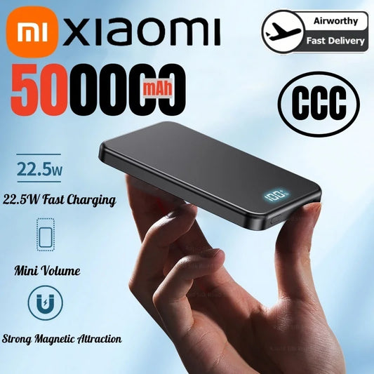 Batería externa inalámbrica magnética portátil Xiaomi de 500.000 mAh, PD22,5 W, carga rápida, compatible con Magsafe para iPhone y Samsung.