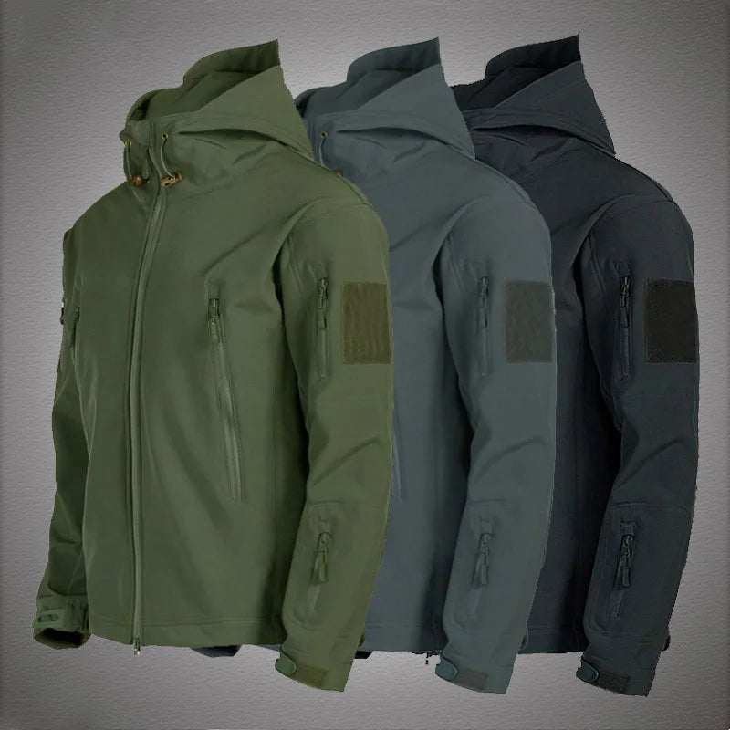 Chaquetas militares de piel de tiburón, de caparazón blando, para hombre, tácticas, a prueba de viento, impermeables, de combate, con capucha.