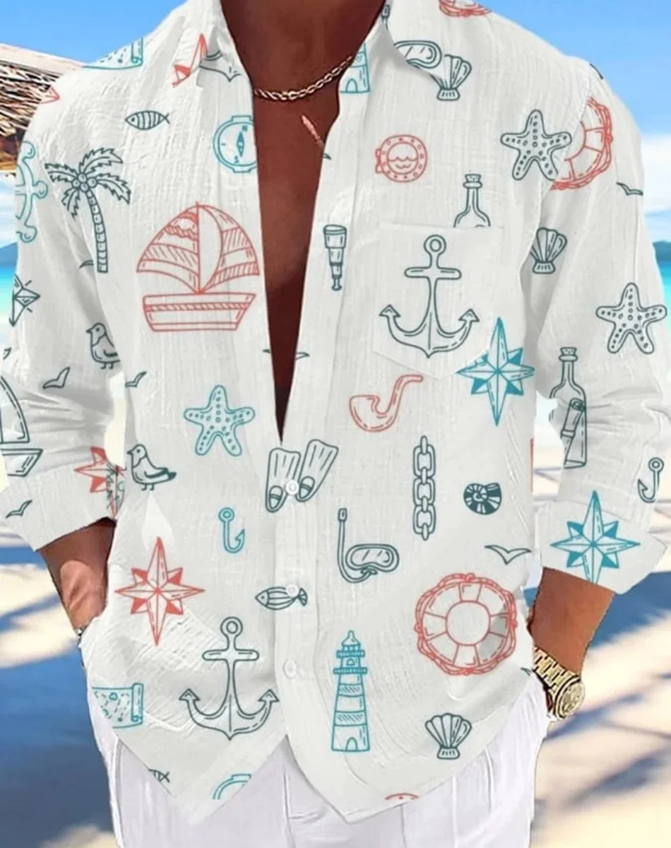 Camisa hawaiana informal para hombre, nueva camisa de verano con estampado 3D azul marino, camisa informal de manga corta, ropa transpirable para hombre