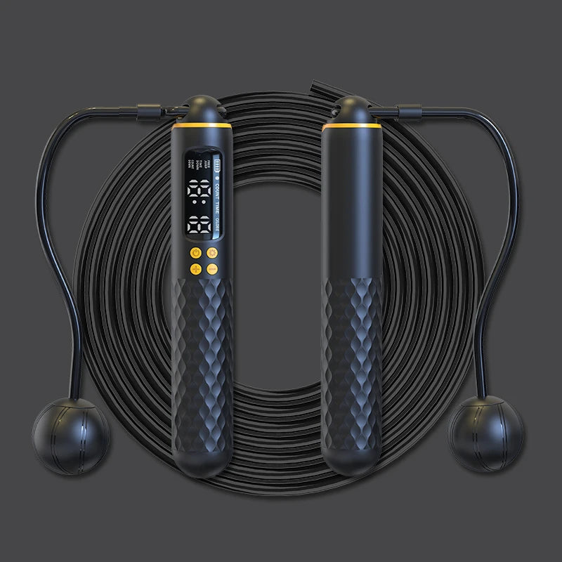 Cuerda de saltar con tecnología electrónica recargable por USB, cuerda de alambre ajustable, contador de calorías inalámbrico digital.