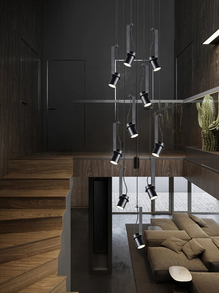 Focos LED Lámpara de araña Minimalista Moderna Iluminación para sala de estar Decoración del hogar Lámpara colgante para restaurante Lámpara colgante para escaleras