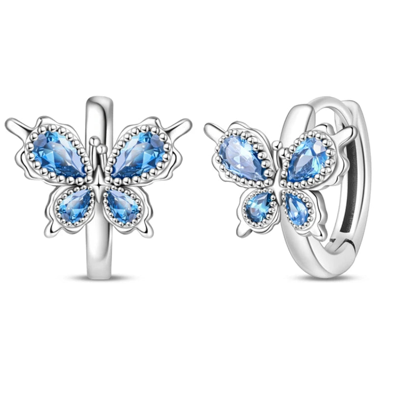 Pendientes de plata de ley 925 con diseño de mariposa, abeja, mariquita y flor de arcoíris para mujer, joyería de moda para fiestas de cumpleaños, regalos