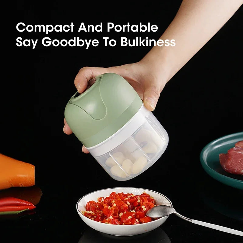 Mini picadora de ajo eléctrica de 250 ml, con carga USB, cortadora de jengibre y verduras, picadora de alimentos, herramientas de cocina.