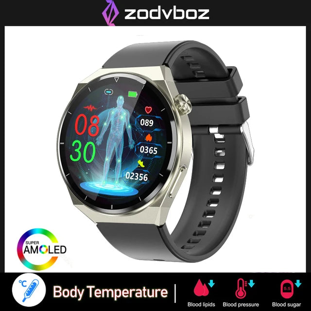 Reloj inteligente con tratamiento láser para hombres, dispositivo con ECG, PPG, frecuencia cardíaca, azúcar en sangre, monitor de salud, para Android e iOS, 2024