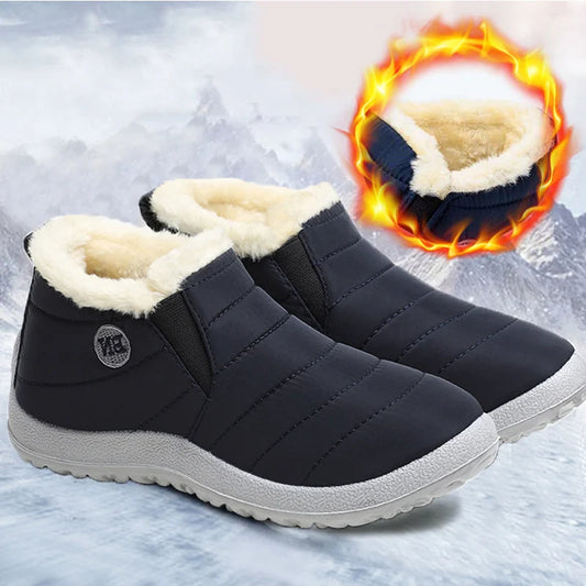 Botas de nieve cálidas para hombre, zapatillas de invierno de talla grande, zapatos de felpa para hombre, botines impermeables unisex, zapatos de trabajo para hombre, calzado