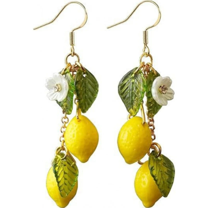 Pendientes de limón de cristal, ligeros, con forma de fruta y comida, pendientes kawaii que te encantarán, pendientes pastorales para mujer, regalo de cumpleaños.
