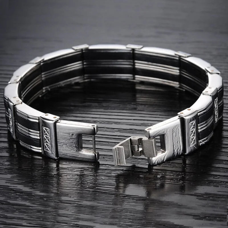 Pulsera de acero inoxidable y silicona de alta calidad para hombre, accesorios de joyería para mejores amigos.