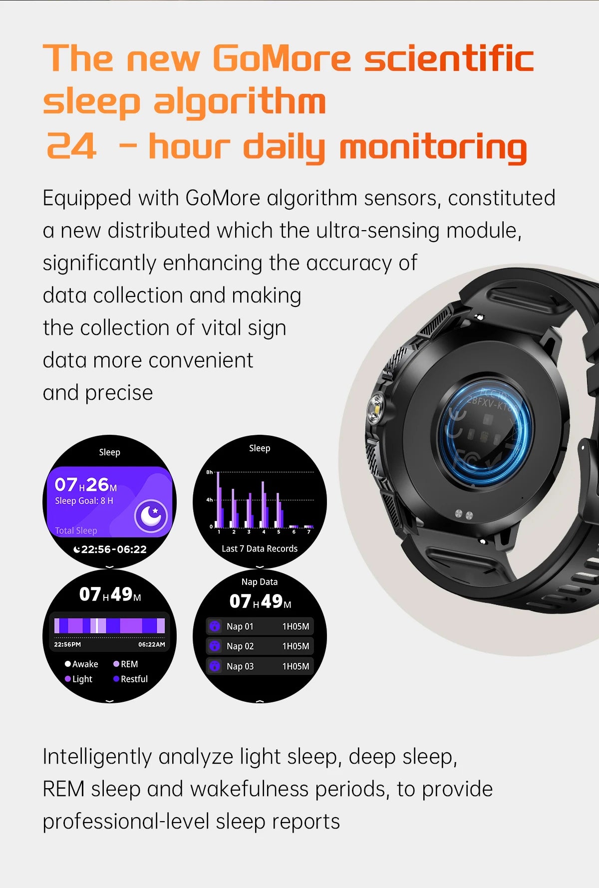 Reloj inteligente deportivo para exteriores para hombre, con batería grande de 1100 mAh, brújula, linterna LED, control del ritmo cardíaco, compatible con Android e iOS.