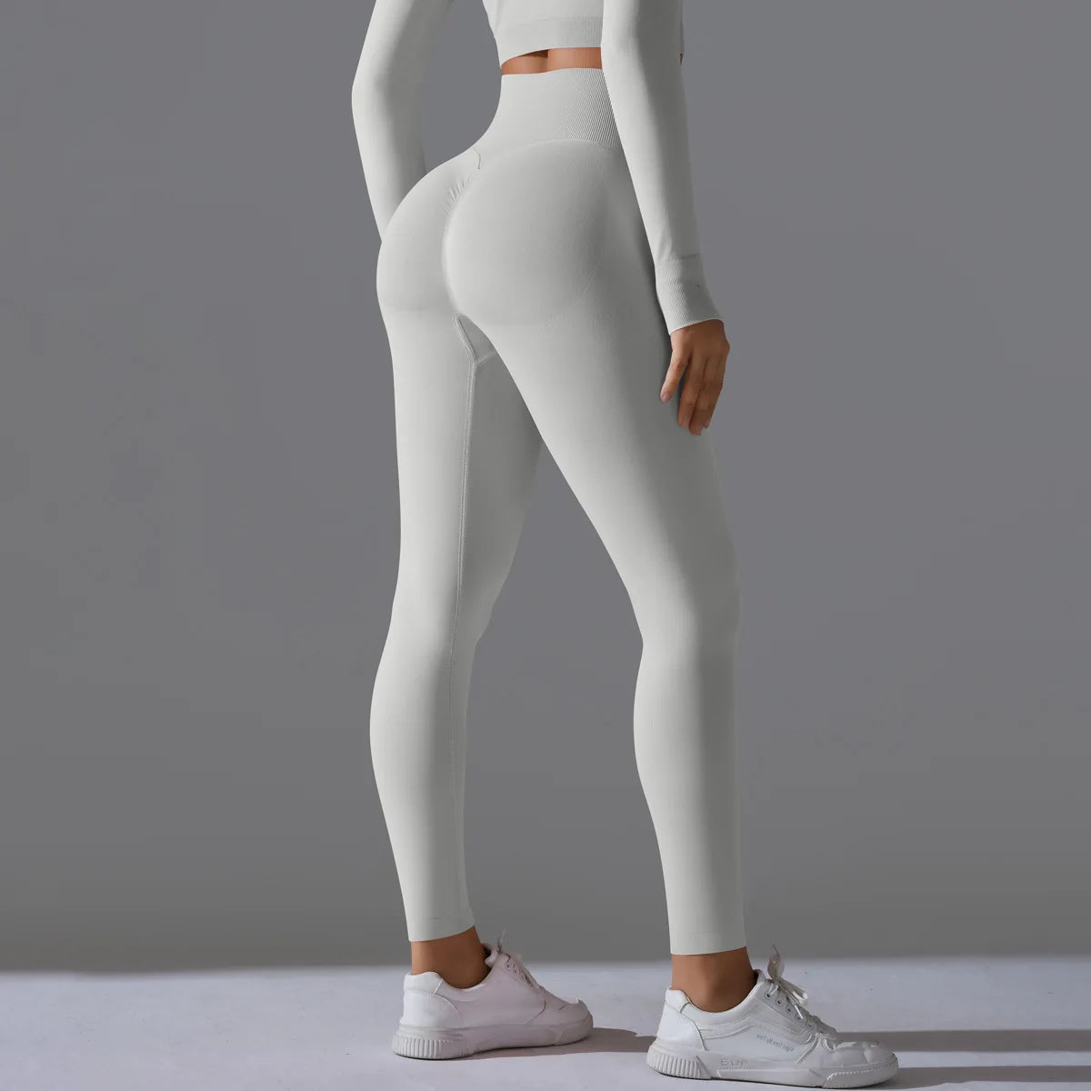 Leggings deportivos de yoga para mujer, sin costuras, cintura alta, elásticos, color sólido, para gimnasio, correr, secado rápido, realce y efecto moldeador.