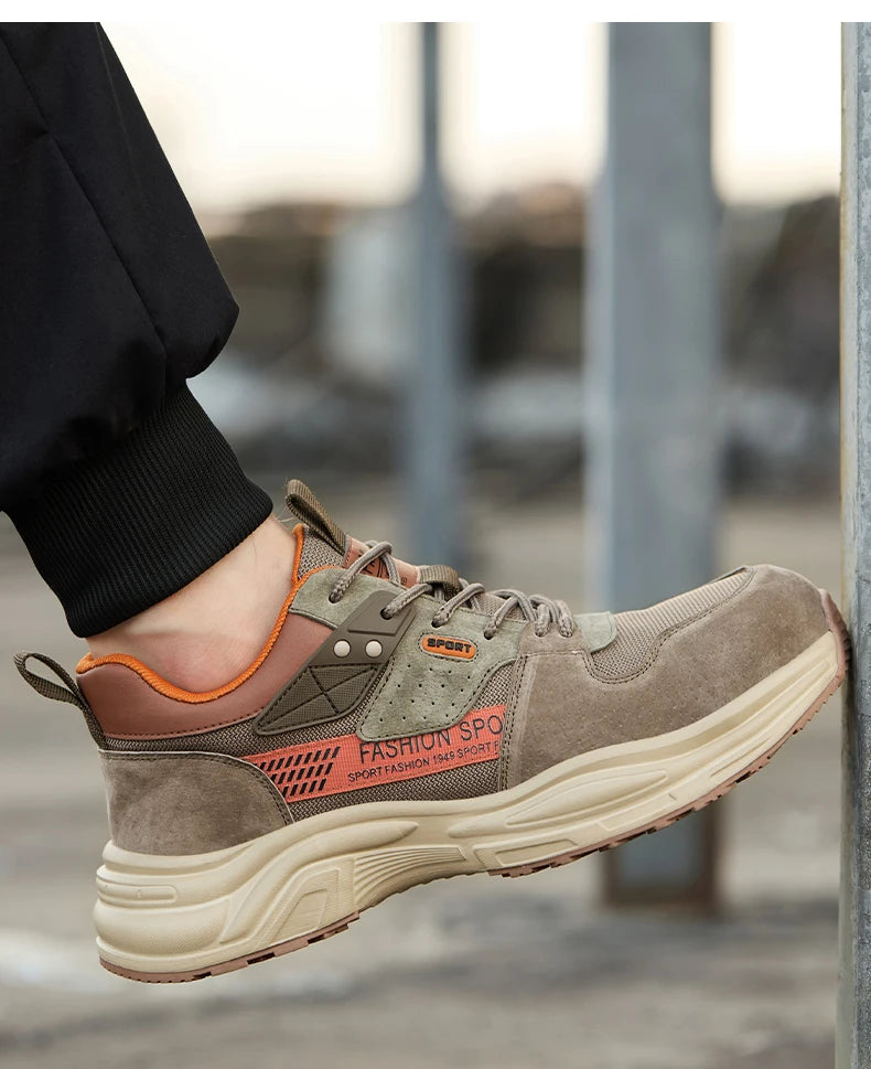 Zapato de trabajo antiperforación para hombre, zapatillas de trabajo de seguridad transpirables con puntera de acero, zapatos indestructibles, botas de trabajo transpirables.