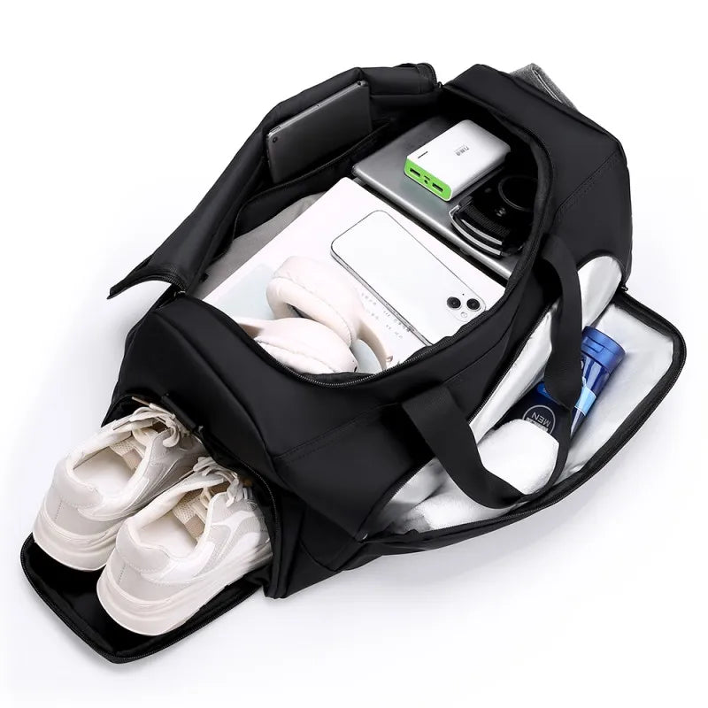 Bolsa deportiva de gimnasio, bolso de mano de gran capacidad, bolsa de viaje portátil, multicompartimento con espacio para guardar zapatos, perfecta para vacaciones y gimnasio.