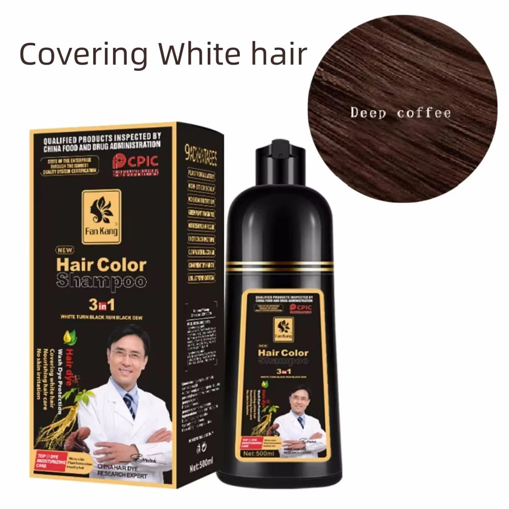 Champú para teñir el cabello gris, 3 en 1, para mujeres y hombres, con tinte negro, crema nutritiva natural a base de hierbas para el cuidado del cabello.