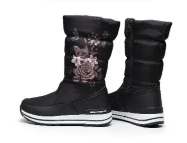 Botas de nieve para mujer, botas de invierno con plataforma, botas gruesas de felpa, impermeables y antideslizantes, zapatos de invierno de moda para mujer, botas cálidas de piel para mujer