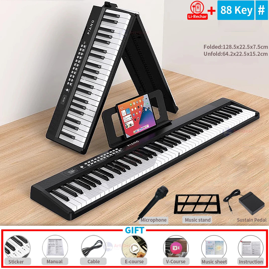 Nuevo piano plegable de 88 teclas, teclado musical MIDI, instrumento musical profesional para niños, sintetizador electrónico portátil para adultos.