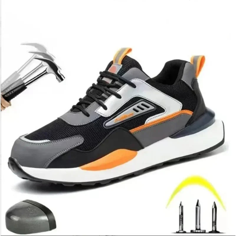 Zapatos de trabajo para hombre nuevos, con punta de acero, antigolpes y antipuñalamientos, transpirables y antideslizantes.