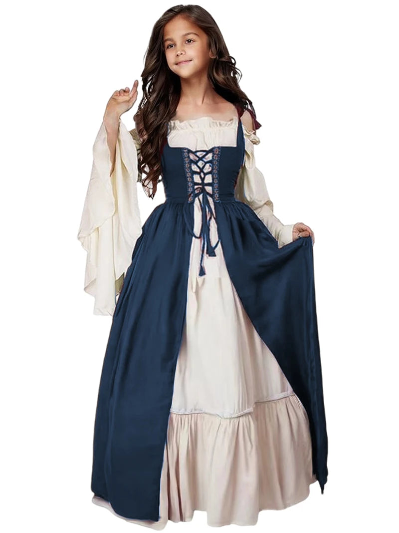 Cosplay Girls Medieval Renaissance Costumes Suit Dress Victorian Princess Steampunk Long Dress Plus Size