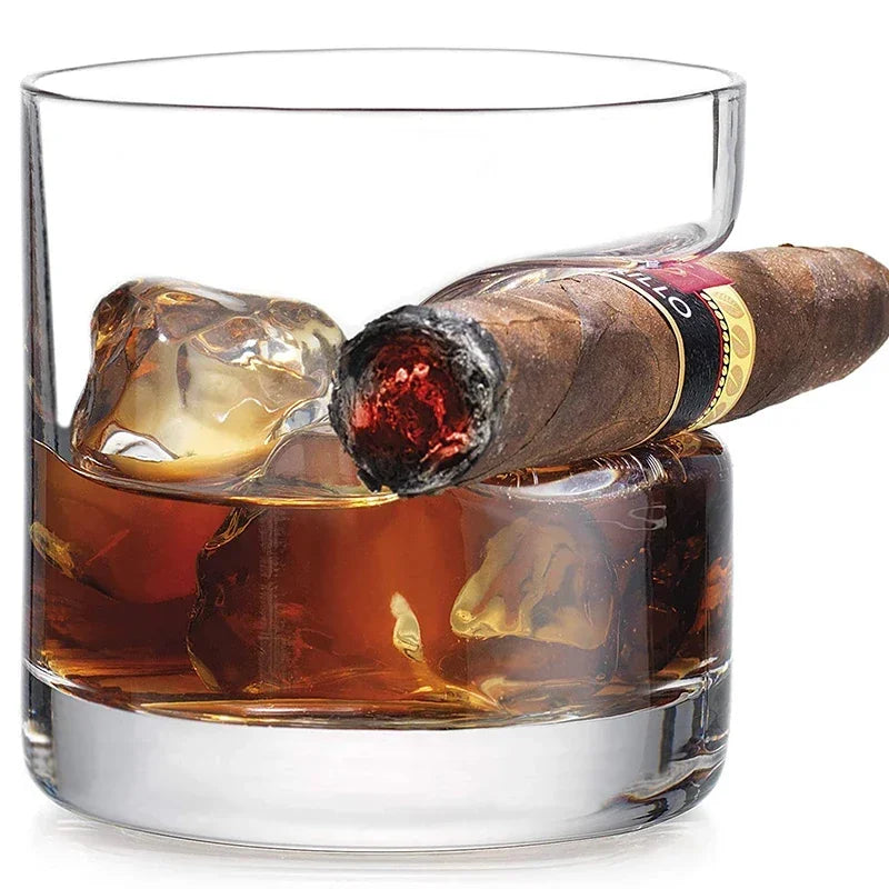 1 vaso de whisky de lujo creativo para el hogar - Vaso de whisky antiguo con reposapuros dentado de 12,85 oz