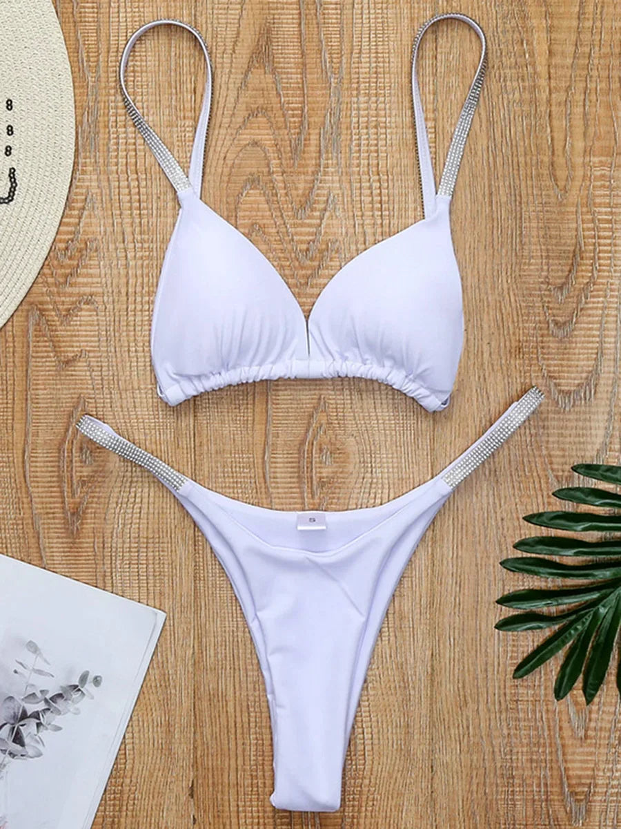 Sexy Shiny Sequins Mini Micro Thong Bikini Women Swimsuit Female Swimwear Two pieces Bikini set Brazilian Bathing Suit Swim Lady