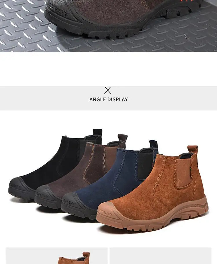 Anti Smashing And Anti Piercing Suede Safety Shoes Men's Steel Toe Cap Protection Work Shoes Fashion Scarpe Antinfortunistiche