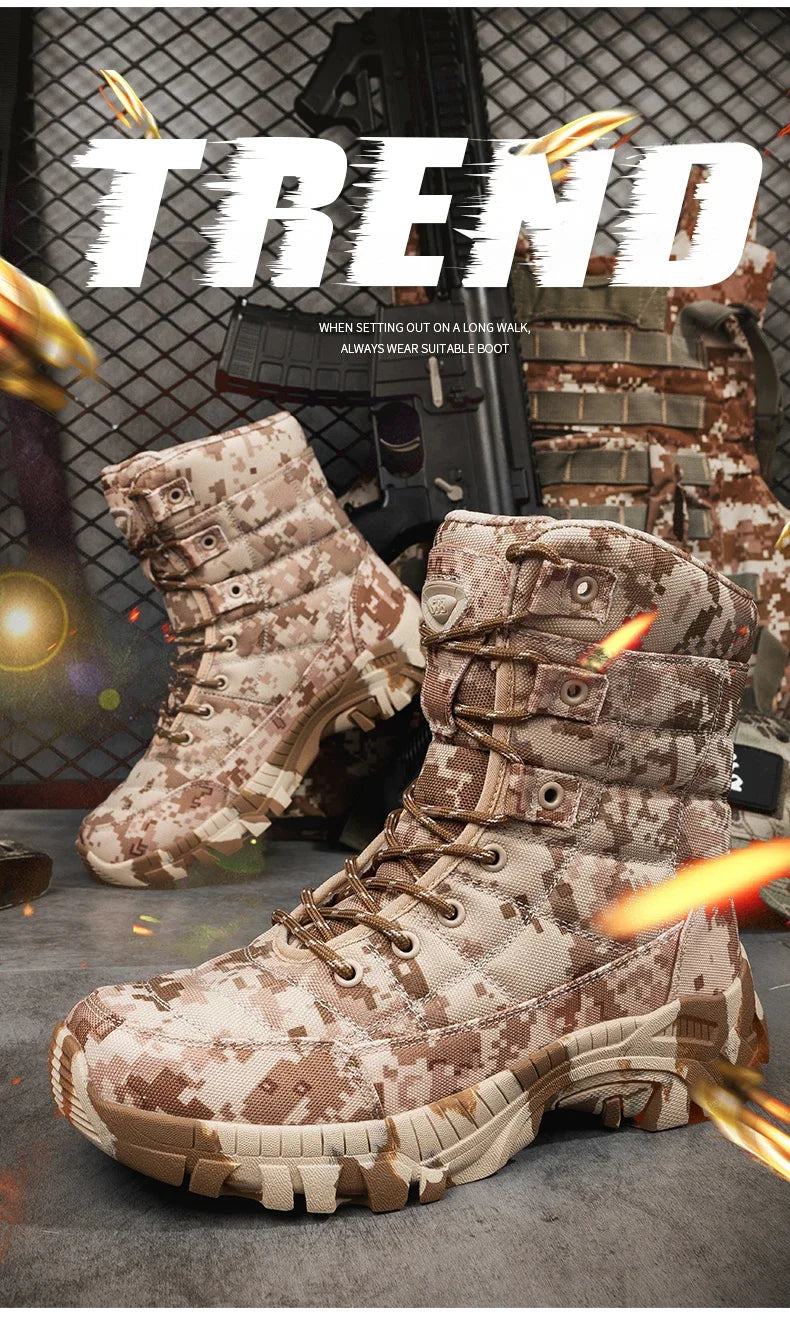 2024 Men boots Tactical Shoes High Top Hiking Durable  Anti-Slip Outdoor Climbing Trekking shoe Military Tactical Low Boots