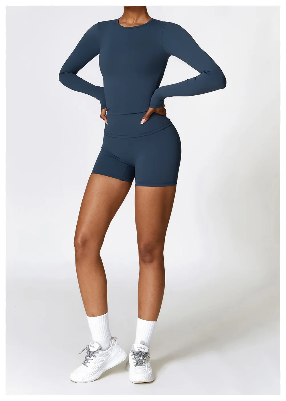 2PCS Seamless Yoga Set Women Workout Set Sportswear Gym Clothing Fitness Long Sleeve Crop Top High Waist Leggings Sports Suits