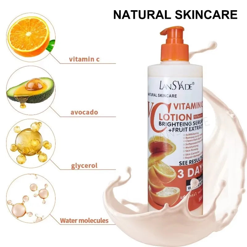 500ML Loción corporal hidratante con vitamina C, Crema Corporal nutritiva, reparadora, cuidado de la piel, suero abrillantador
