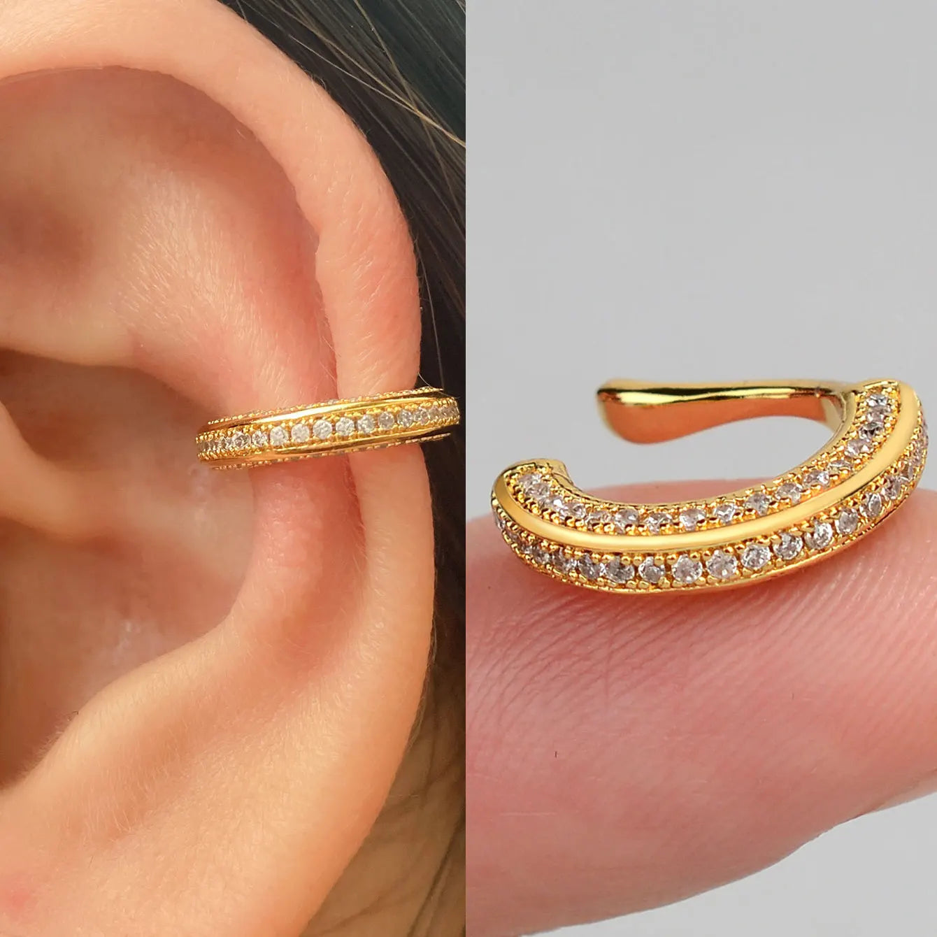 1 pieza de delicados pendientes de clip de circonita para mujer, con forma de corazón, sin perforaciones, pendientes de cartílago falsos para mujer, joyería de moda 2025