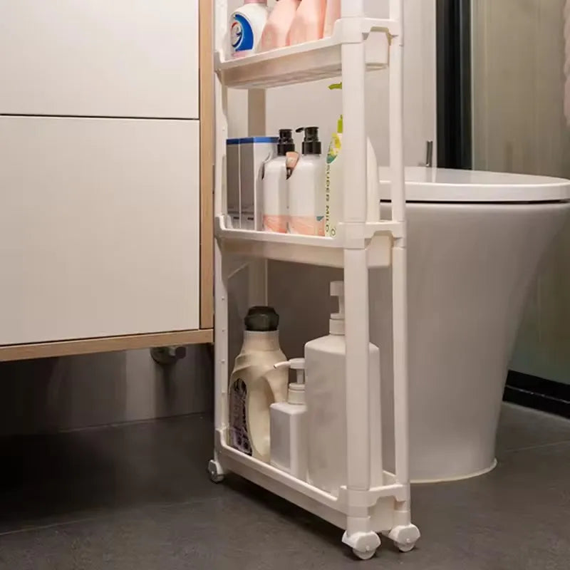 Armario de almacenamiento multicapa con puerta trasera, ahorra espacio y es ideal para baño y cocina, organización de armarios estrechos.