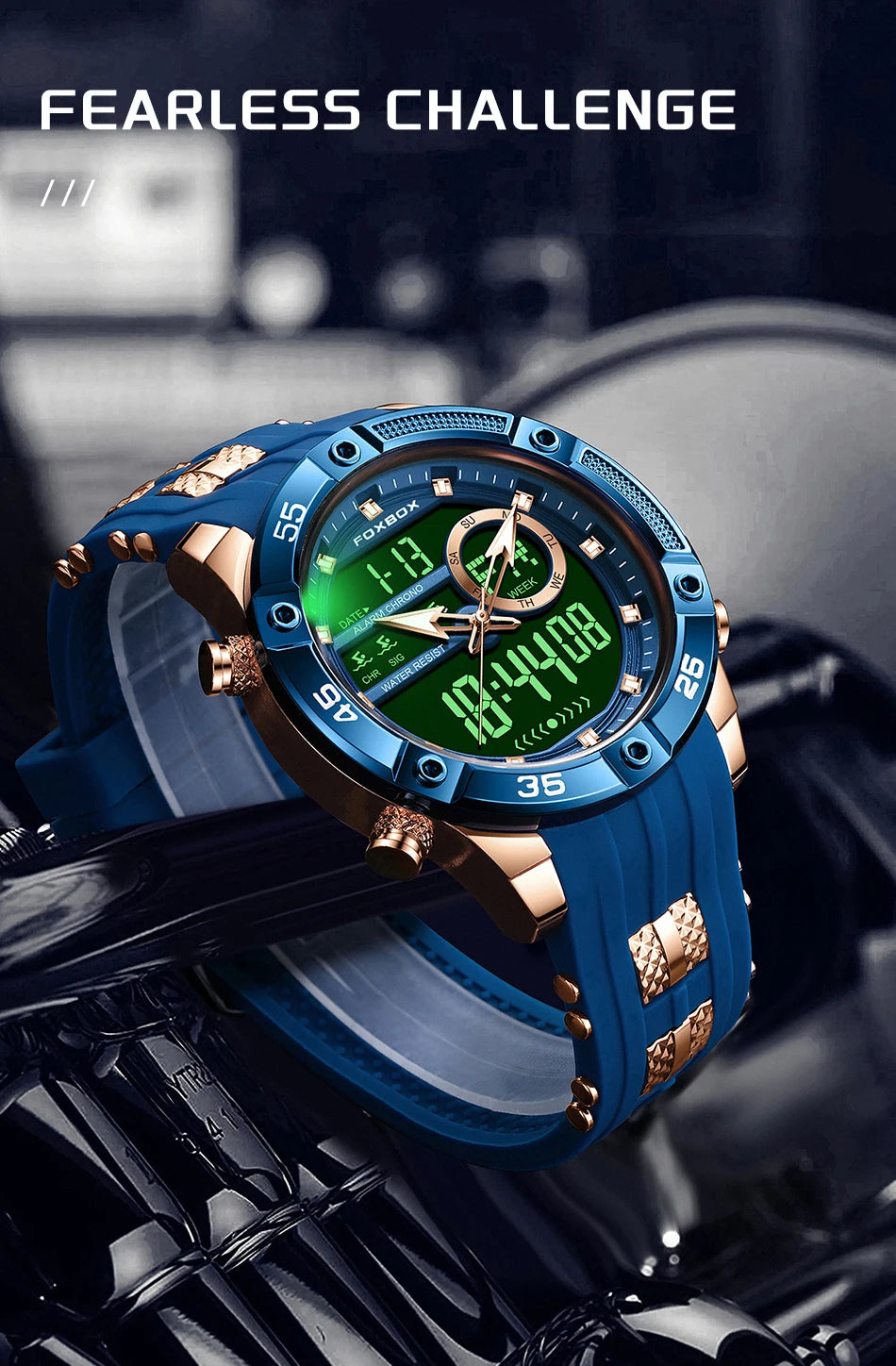 Nuevo reloj de pulsera de cuarzo original de lujo de la marca FOXBOX para hombre, reloj analógico digital resistente al agua de estilo militar a la moda para hombre